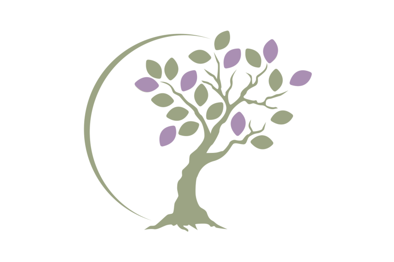 Veracity Tree Logo with Green & Purple leaves